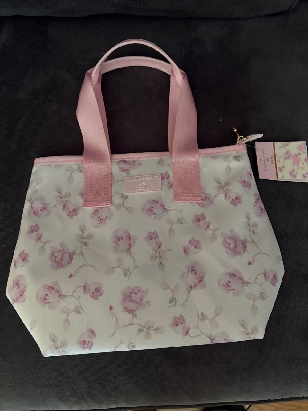 Love shack fancy Pink Rose Print Tote Bag